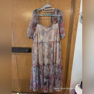 Source Unknown Floral Long Sleeve Dress